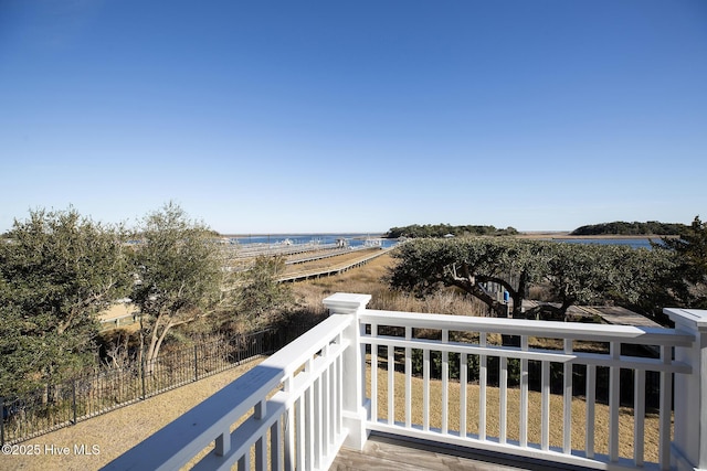 balcony with a water view