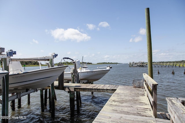 dock area featuring a water view