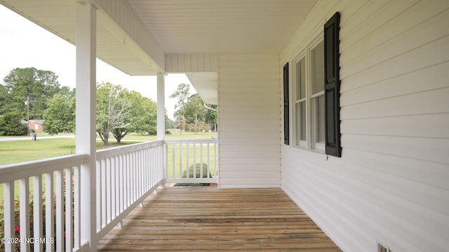 deck featuring covered porch