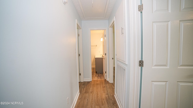 hall featuring light hardwood / wood-style flooring