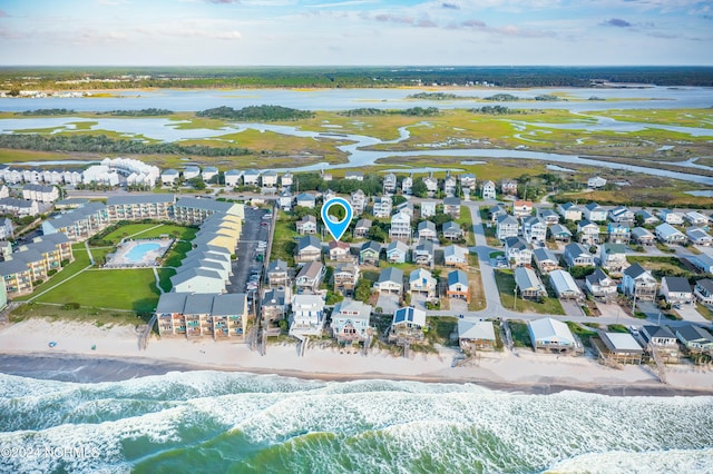 bird's eye view featuring a water view