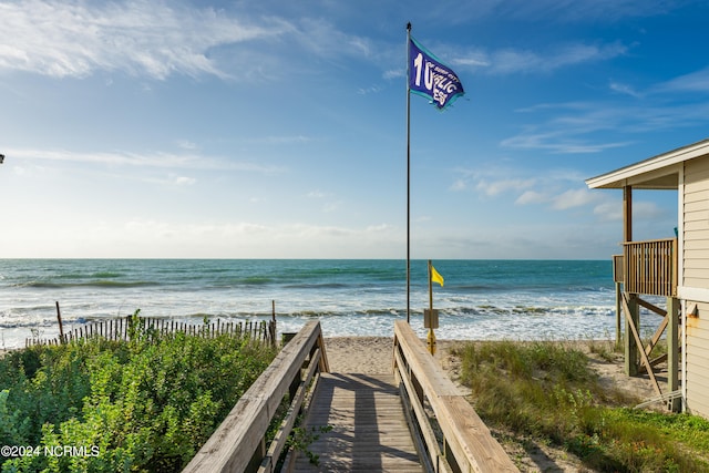 view of water feature featuring a beach view