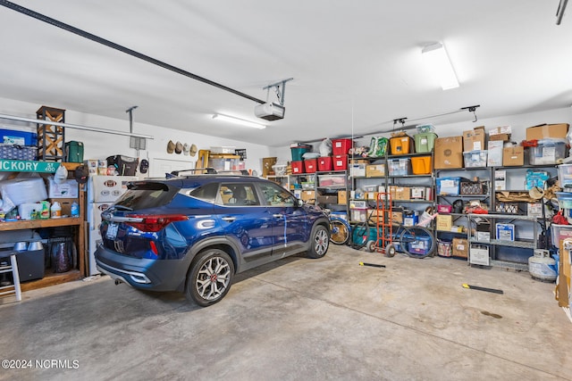 garage with a garage door opener