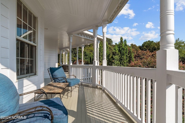 wooden deck with covered porch