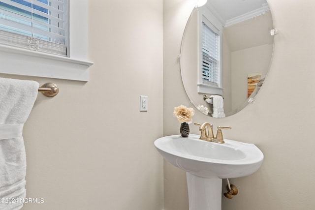 bathroom featuring ornamental molding