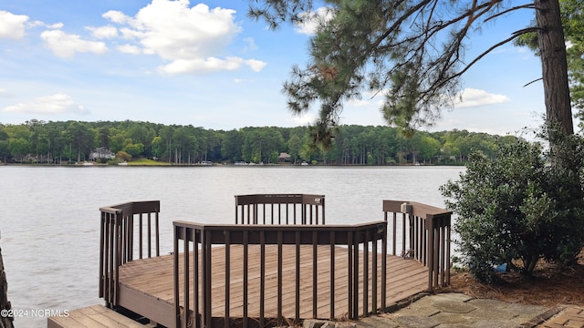 view of dock featuring a water view