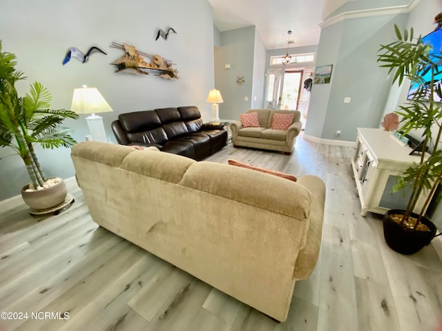 living room featuring light wood-type flooring