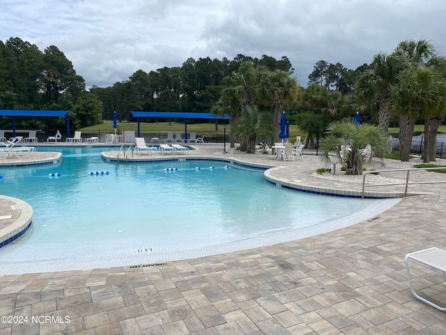 view of pool featuring a patio area