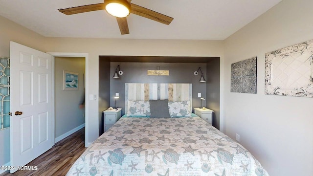 1514 Carolina Beach Ave N Unit 1 & 2, Carolina Beach, NC 28428 - bedroom featuring wood finished floors and a ceiling fan