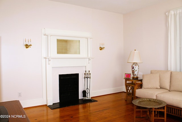 living room with hardwood / wood-style floors