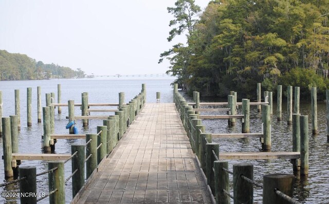 view of dock featuring a water view