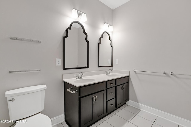 bathroom featuring tile patterned flooring, vanity, and toilet