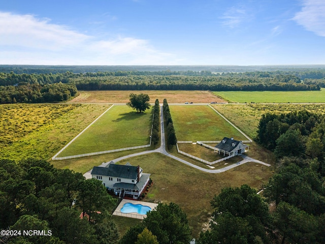 drone / aerial view with a rural view