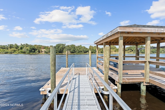 dock area featuring a water view