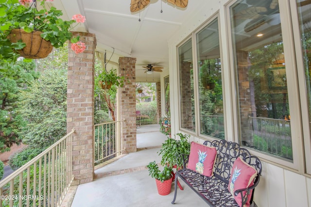 view of patio / terrace with a ceiling fan