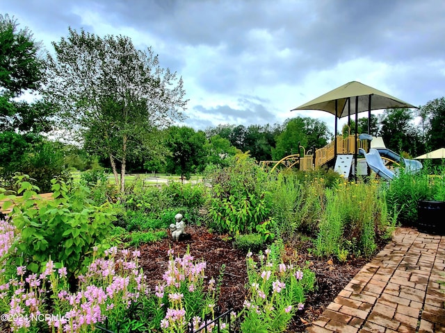 view of yard featuring a playground