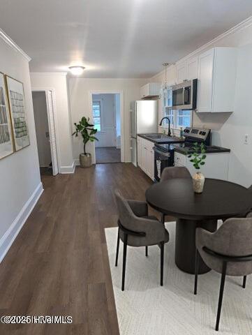 101 Kirkland Dr, Greenville, NC 27858 - dining area featuring dark hardwood / wood-style flooring and sink