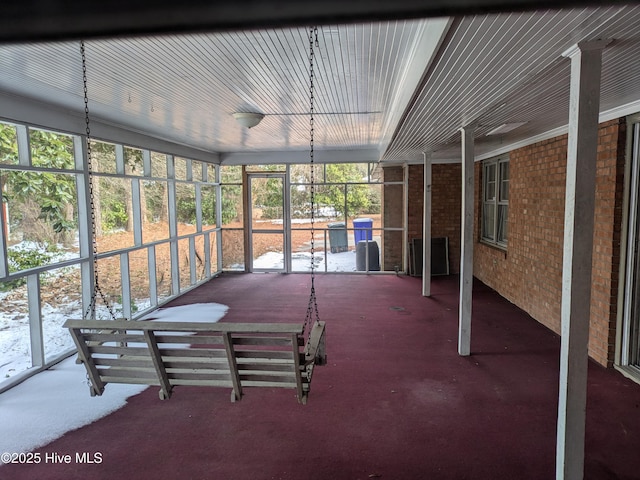 view of unfurnished sunroom