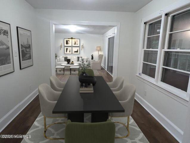 hall with dark hardwood / wood-style floors