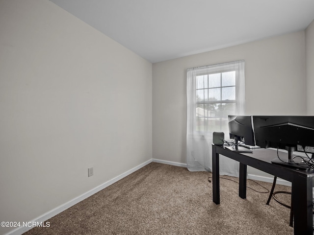 view of carpeted home office