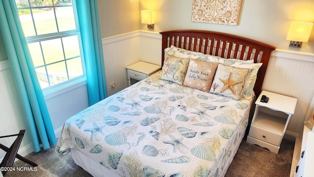 carpeted bedroom with multiple windows