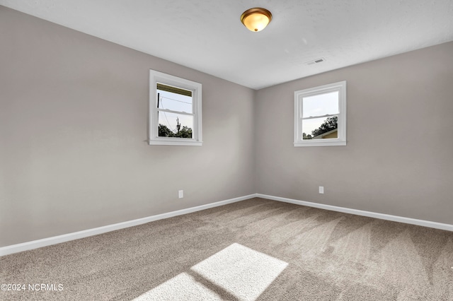 unfurnished room featuring a wealth of natural light and carpet floors