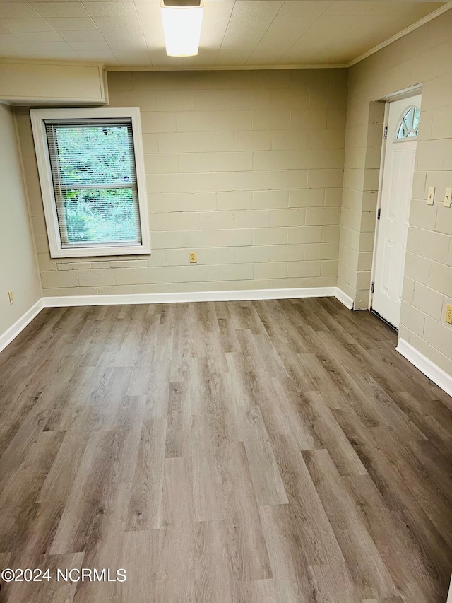 spare room featuring wood-type flooring