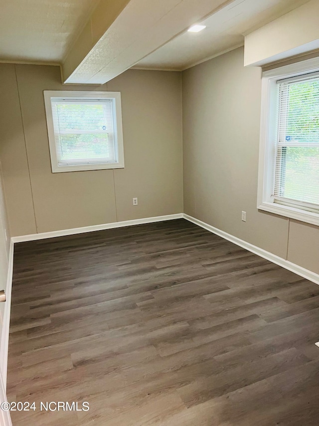 bonus room featuring plenty of natural light and dark wood-type flooring