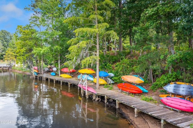 dock area featuring a water view