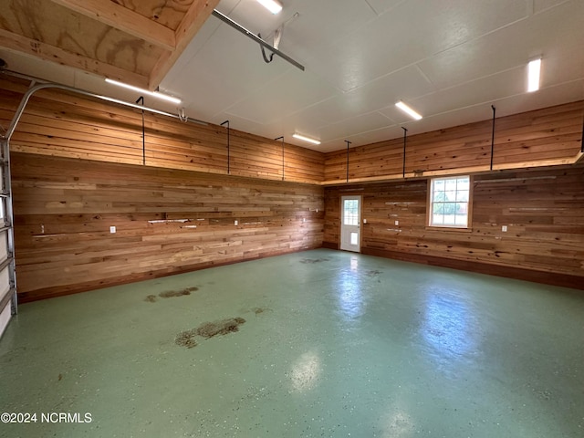 garage with wooden walls