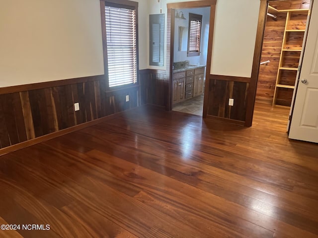 walk in closet with hardwood / wood-style flooring