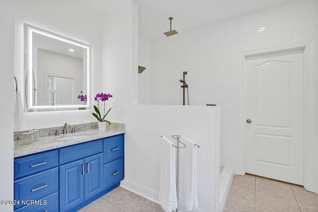 79 Bishop Branch Ln SE, Leland, NC 28451 - full bath featuring vanity, a walk in shower, and tile patterned floors
