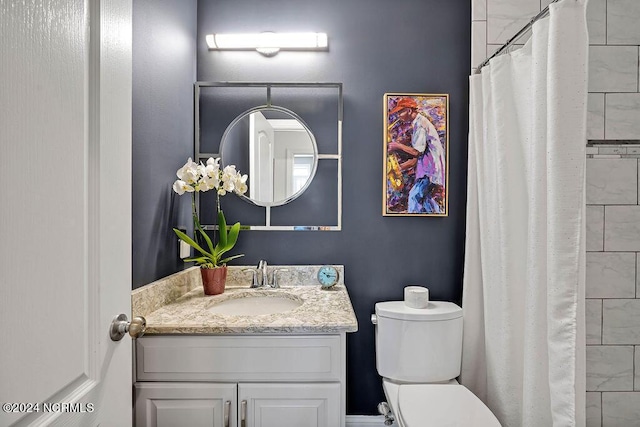 79 Bishop Branch Ln SE, Leland, NC 28451 - full bathroom with toilet, vanity, and a shower with curtain