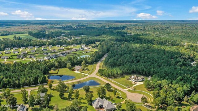79 Bishop Branch Ln SE, Leland, NC 28451 - aerial overview of property's location featuring a heavily wooded area and a nearby body of water