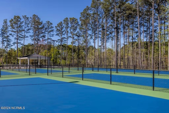 view of sport court featuring a gazebo