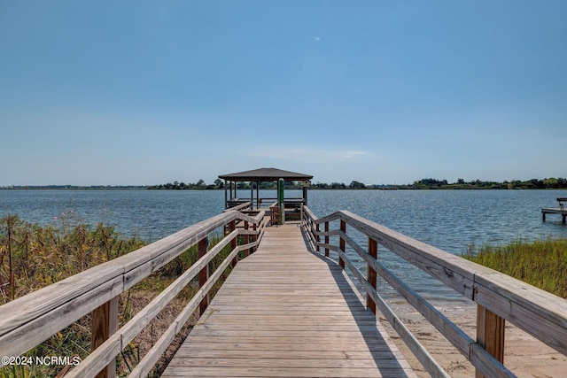 view of dock featuring a water view