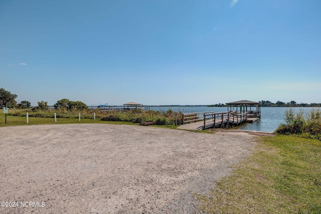 view of dock featuring a water view