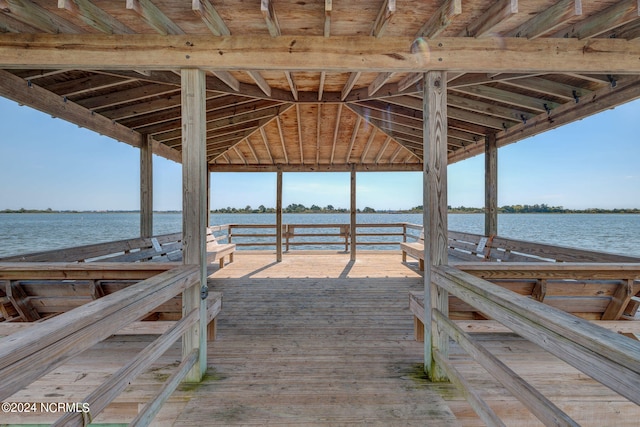 view of dock featuring a water view