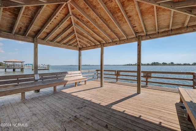 dock area featuring a water view