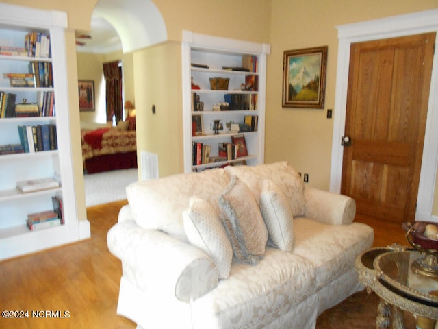 living room with light hardwood / wood-style flooring