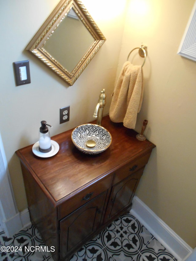 bathroom featuring vanity and tile patterned floors