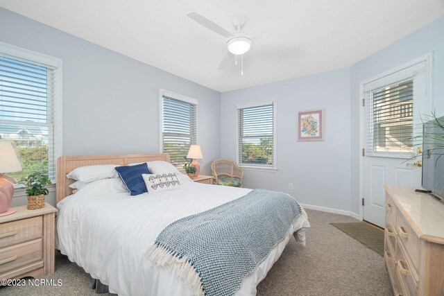 bedroom with carpet and ceiling fan