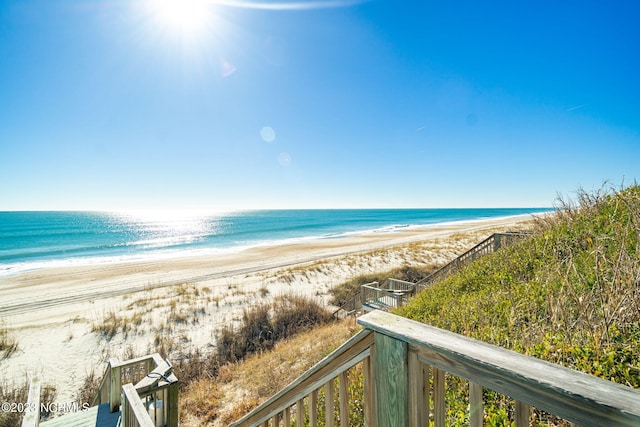 water view featuring a beach view