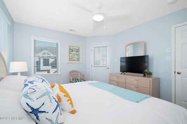 bedroom with a closet and ceiling fan