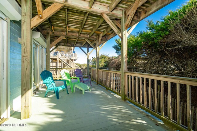 exterior space featuring a wooden deck