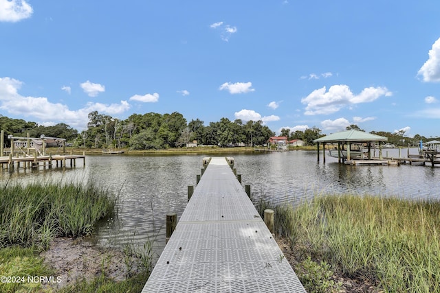 view of dock featuring a water view