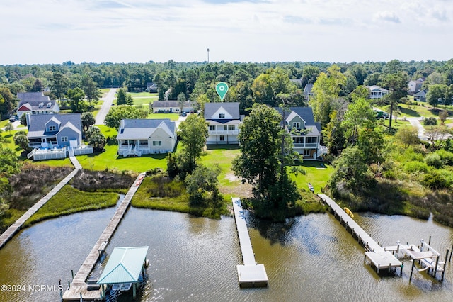 bird's eye view featuring a water view