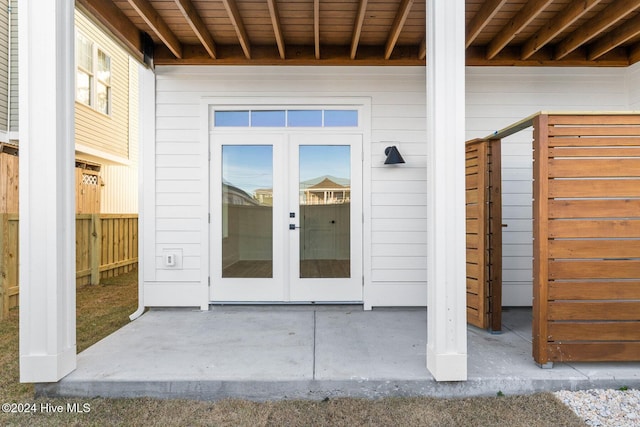 view of exterior entry with french doors