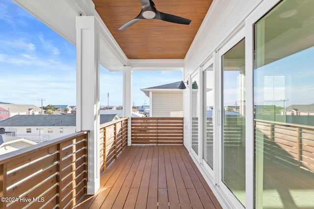 balcony with ceiling fan