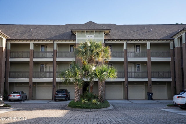 view of building exterior featuring a garage